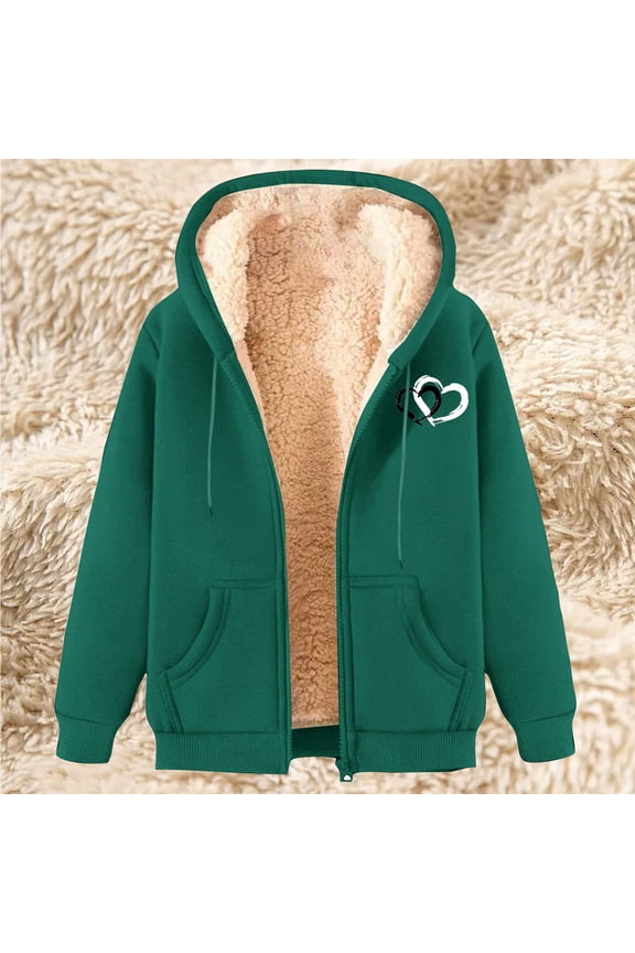 Winter Jackets for Women Plus Size under $10.00 Women's Long Hoodies Tunic Winter Warm Fleece Lined Zip Up Hooded Sweatshirt Jacket Coat Green XXL