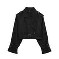 thumbnail image 1 of Homenesgenics Winter Jackets for Women Plus Size under $10.00 Fashion Women's Casual Long Sleeve Turndown Collar Belt Coat Jacket Black XS, 1 of 9