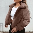 thumbnail image 1 of Homenesgenics Winter Jackets for Women Plus Size under $10.00 Women's Fashion Winter Warm Plush Zipper Solid Color Long Sleeve Coat Brown S, 1 of 6