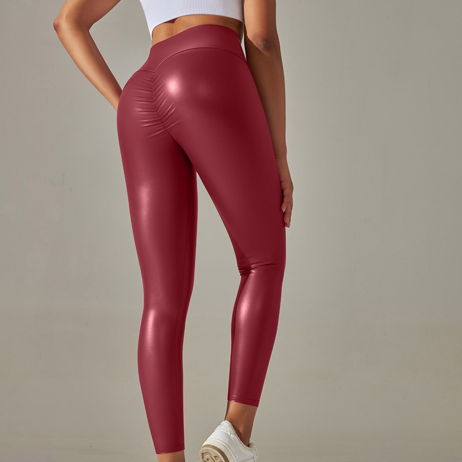 Women's Leggings Pu Leather Gym Sports Tights Pants Sexy Yoga High