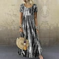 thumbnail image 1 of Homenesgenics Women Plus Size Casual Printed Round-Neck Short Sleeve Loose Knee-Length Maxi Dresses, 1 of 8