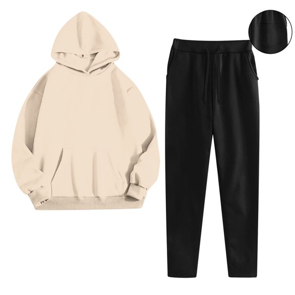 Homenesgenics Women's Fashion Sports Casual Hoodie and Pants Outfits Tops Pants Long Sleeve Outfits 2Pc Set With Pockets,Athleisure Two-Piece Set,Hoodie and Pants Set