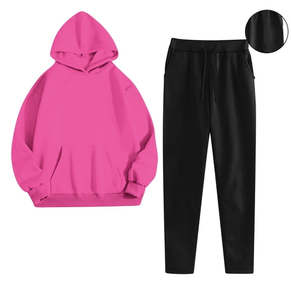 Homenesgenics Women's Fashion Sports Casual Hoodie and Pants Outfits Tops Pants Long Sleeve Outfits 2Pc Set With Pockets,Athleisure Two-Piece Set,Hoodie and Pants Set