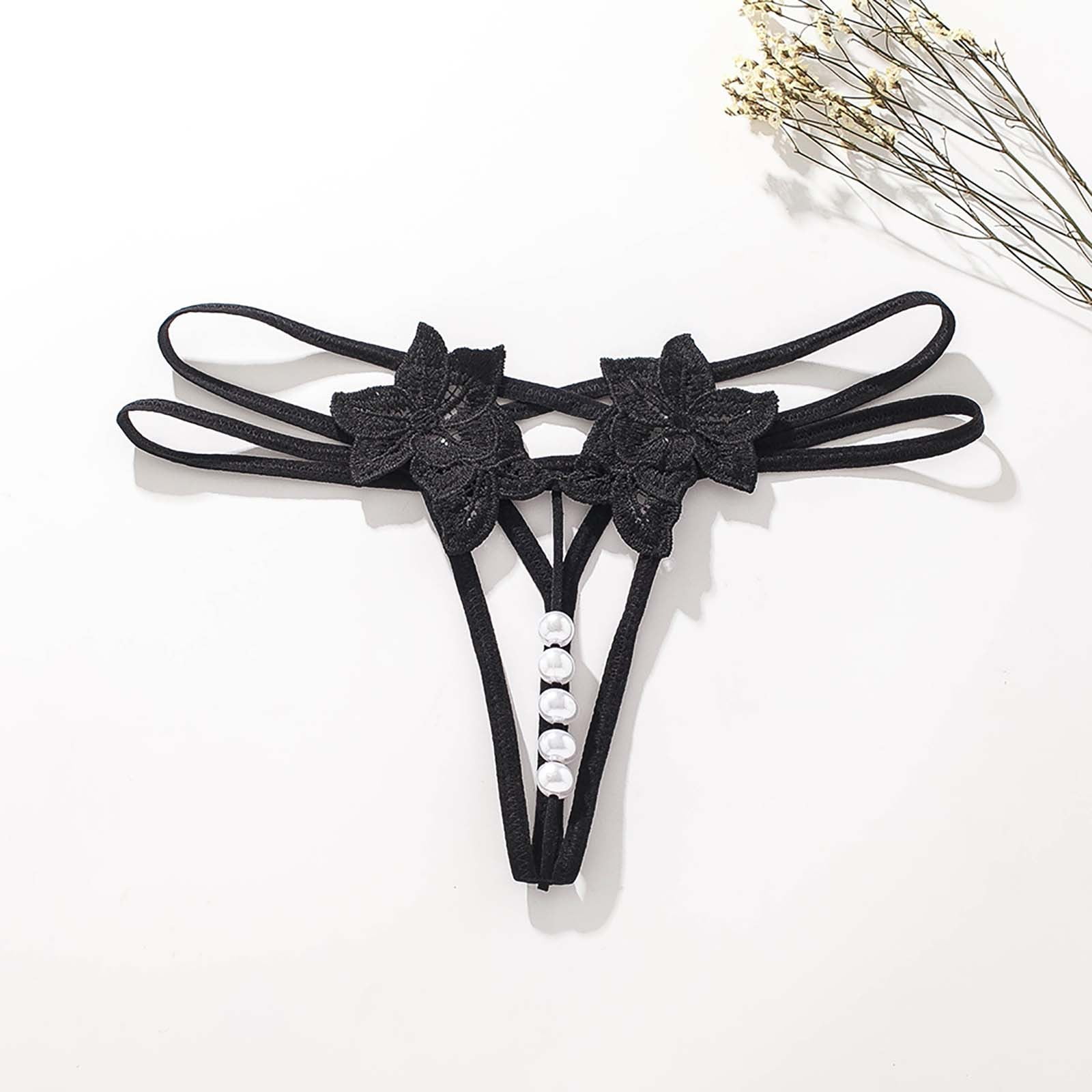 Homenesgenics Women's Sexy Lingerie With Pearl Underwear Sexy Women's ...