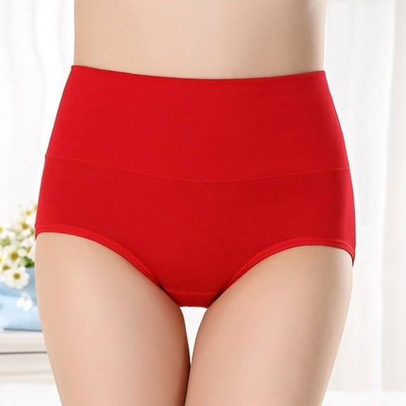 Homenesgenics Women's Solid Color High Waist Briefs Lift The Hip Cotton Underpants Womens Clothes Clearance under $8