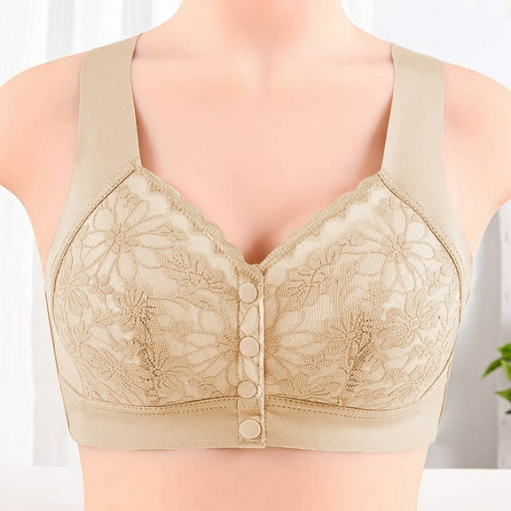 Homenesgenics Womens Bras Sports Bras for Women Plus Size 4Xl Woman's Embroidery Thin Style Ventilate Large Size Bra without Steel Rim Beige XXL