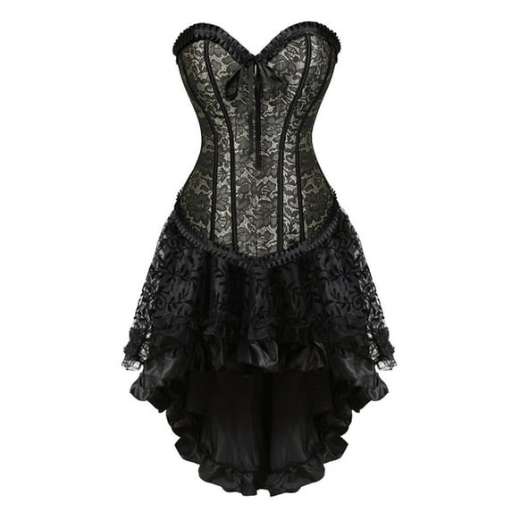 Homenesgenics Womens Dresses Clearance Punk Mesh Skirt Cosplay Womens Gothic Corsets Corset Bustier Lingerie Top Sexy underwear Set