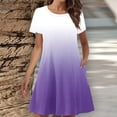 thumbnail image 1 of Homenesgenics Womens Dresses under $10.00 Women's Summer Gradient Color Double Pocket Short Sleeve Round Neck T-Shirt Dress Purple XXL, 1 of 5