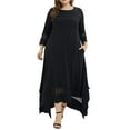 thumbnail image 1 of Homenesgenics Womens Dresses Plus Size 3xl Fashion Women Plus Size Solid O-Neck Three Quarter Sleeve Muslim Long Dress, 1 of 8