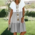 thumbnail image 1 of Homenesgenics Womens Dresses Plus Size Short Sleeve Spring Summer 2025 Fashion Women's Sexy Holidays Party Casual Sleeveless Round Neck Solid fork Opening Dress/Gray, 1 of 6