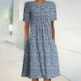 thumbnail image 1 of Homenesgenics Womens Dresses Plus Size Short Sleeve Spring Summer 2025 Women's Holidays Party Bohemian Print Beach Dresses Knee Length Dress/Blue, 1 of 5