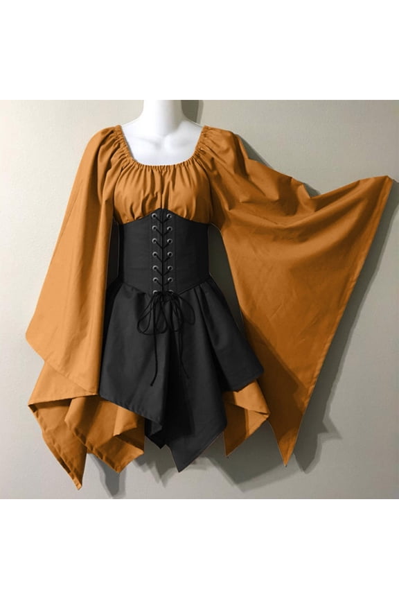 Womens Dresses Women's Medieval Retro Gothic Punk Dress Womens Clothes under $8