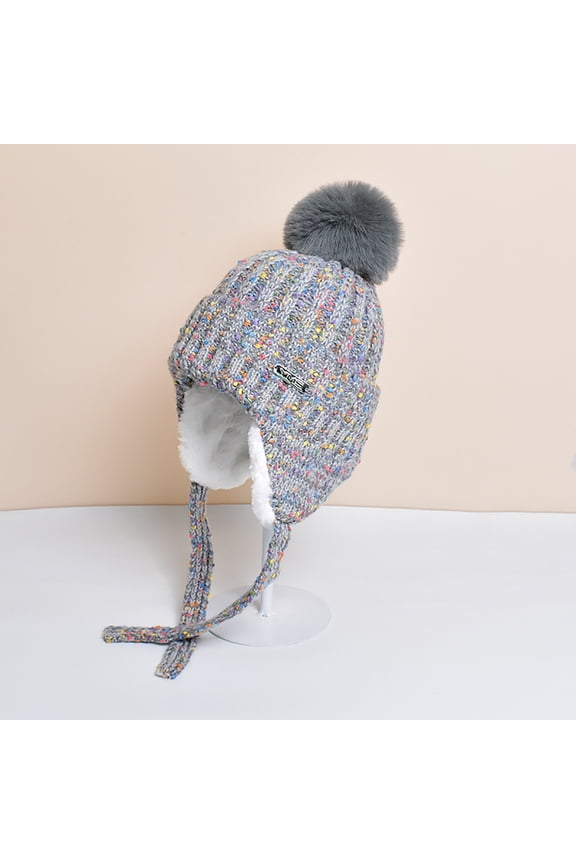 Womens Hats for Winter Ear Flaps,Bobble Hat,Pom Pom Hat,Trapper Hat,Earflap Hat,Winter Windproof Outdoor Women's Beanies Brushy Gray Free Size