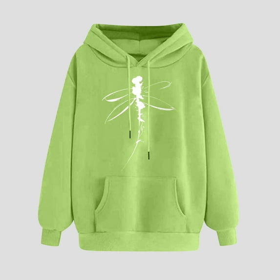 Homenesgenics Womens Hoodies under $10 Women's Graphic Winter Hoodie Pullover Tops Long Sleeved Comfortable Sweatshirt Green L