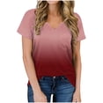 thumbnail image 1 of Homenesgenics Womens Plus Size Tops Breathable Womens Casual Fashion V-Neck Solid Color Loose Short-Sleeved T-Shirt, 1 of 5