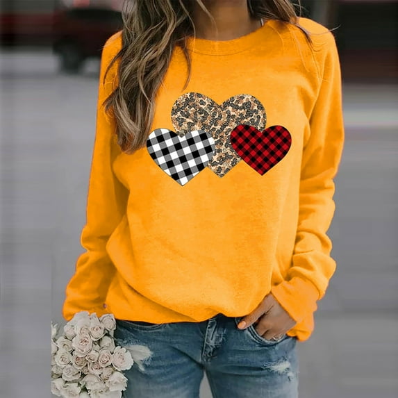 Homenesgenics Womens Tops under $5 Women's Printed Round Neck Pullover Long Sleeved Casual Tops for Women Sequined Plus Size Tunic Tops Womens Tops under $10