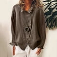 thumbnail image 1 of Homenesgenics Womens Tops Long Sleeve Fall Clothes New Trendy Women Cotton Linen Casual Button ups Long Sleeves T-Shirt Blouse Tops Brown XXXL, 1 of 9