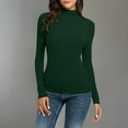 thumbnail image 1 of Homenesgenics Womens Tops Long Sleeve Fashion Womens Solid Color Turtleneck Long Sleeve Knitting Tshirt Slim Blouse Tops, 1 of 5