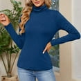 thumbnail image 1 of Homenesgenics Womens Tops Long Sleeve Women's High Neck Comfortable Bottom Shirt Long Sleeve Tops T-shirt, 1 of 9