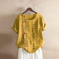 thumbnail image 1 of Homenesgenics Womens Tops Plus Size 4X Casual Loose Button Linen Print Boho Tanic Shirt Blouse Womens Clothes under $8, 1 of 3