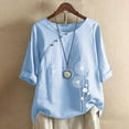 thumbnail image 1 of Homenesgenics Womens Tops Plus Size 5X Women's Fashion Printed Short Sleeve T-Shirt Blouse Round Neck Casual Tops, 1 of 4
