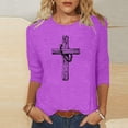 thumbnail image 1 of Homenesgenics Womens Tops Plus Size New Style Women's New Trendy Fashion Printed T-shirt 3/4 Sleeves Blouse Round Neck Casual Tops, 1 of 3