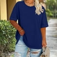 thumbnail image 1 of Homenesgenics Womens Tops Plus Size Round Neck Short Sleeve Solid Color Spring/Summer Base Layer T-Shirt (XL-5XL) Blue XXXL, 1 of 5