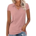 thumbnail image 1 of Homenesgenics Womens Tops Plus Size Women's Casual Solid Color Short Sleeve V-Neck Top / Blouse Pink XXXL, 1 of 6