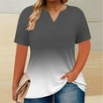 thumbnail image 1 of Homenesgenics Womens Tops Summer Women's V-Neck Gradient Color Short Sleeve Plus Size T-Shirt Top Black XXXL, 1 of 5