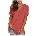 thumbnail image 1 of Homenesgenics Womens Tops under $5 Breathable Womens Fashion Printing Casual V-Neck Short Sleeve Loose T-Shirt Tops, 1 of 7