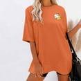 thumbnail image 1 of Homenesgenics Womens Tops under $5 Women's Fashion Summer Round Neck Drop Sleeves Leisure Short Sleeve Printing Tops, 1 of 7
