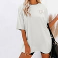 thumbnail image 1 of Homenesgenics Womens Tops under $5 Women's Fashion Summer Round Neck Drop Sleeves Leisure Short Sleeve Printing Tops, 1 of 7