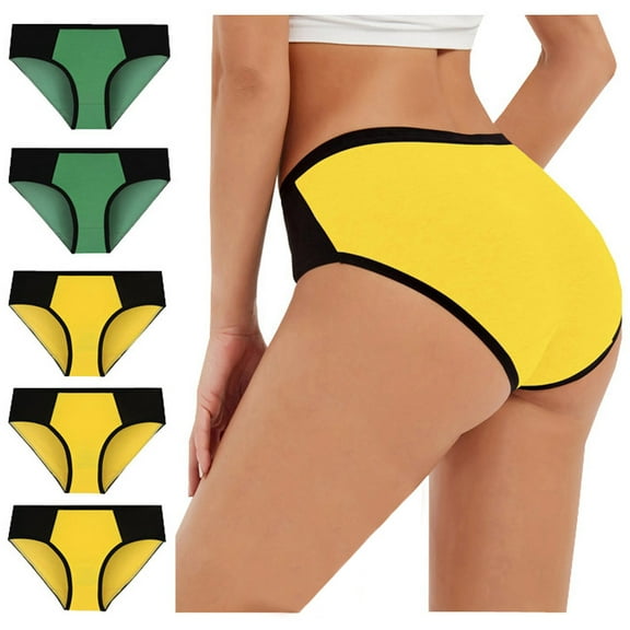 Homenesgenics Womens Underwear Packs Womens Hipster Cotton 5PC Women Solid Color Patchwork Briefs Panties Underwear Bikini underpants