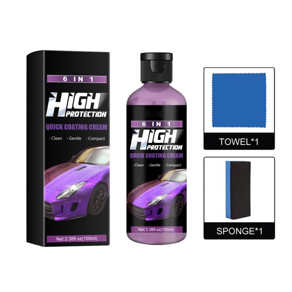 Homenest 1Pcs 6-in-1 Car Coating Paste with Applicator Pad & Cloth, Multi-Function Cleaner Polish, Glass & Paint Protection, Rust & Oxidation Inhibitor, DIY Auto Detailing Kit