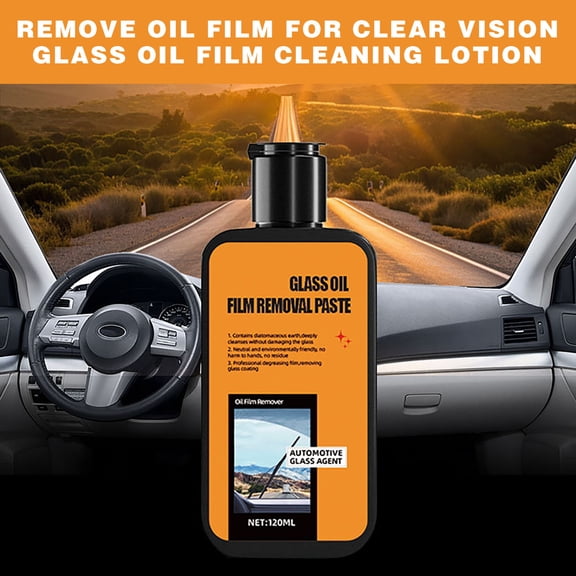 Homenest 1Pcs Windshield Cleaner for Cars - Heavy Duty Glass Cleaning Paste, 120ml Automotive Oil & Grease Film Remover for Windows, Safe and Scratch-Free for Clear Visibility