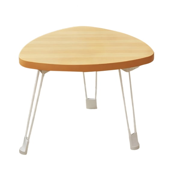 Homenest Foldable Small Round Side Table, 2-Tier Wooden Folding Accent Table with Metal Wire Legs, Space Saving Portable Coffee Table for Living Room, Bedroom, Balcony
