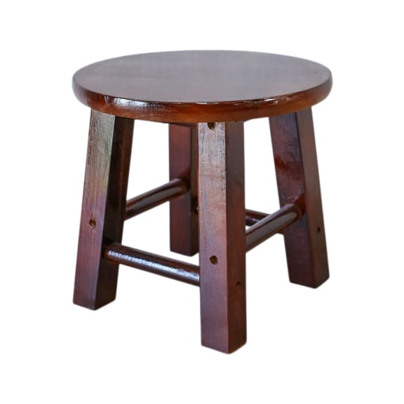 Homenest Solid Wood Step Stool - Brown Square Foot Stool with Waterproof Finish, Compact 9.84in Height Stool for Kitchen Bathroom Entryway, Multi-Purpose Ottoman Stool for Household