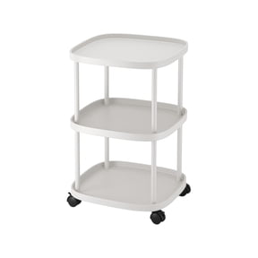 Homenest White Rolling Mobile Storage Cart with Wheels, 3 Tier Narrow Utility Cart for Small Space, Bedroom Living Room Couch Side Table, Lockable Casters Bathroom Kitchen Shelves Organizer