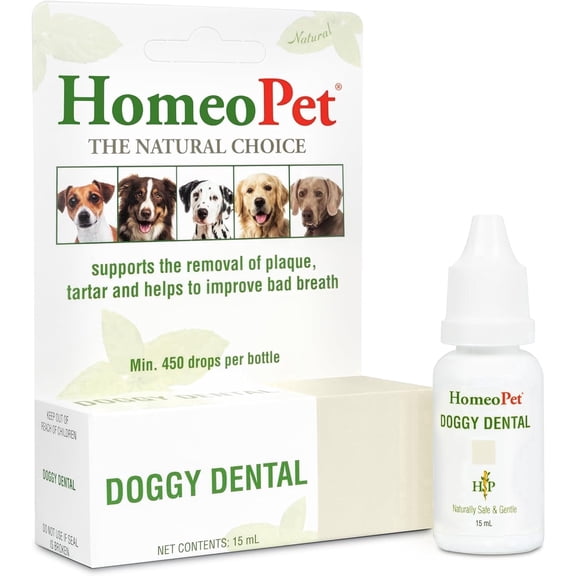 HomeoPet DOGGY DENTAL, Water Additive, Dental Care Support Drops for Dogs, 15 mL