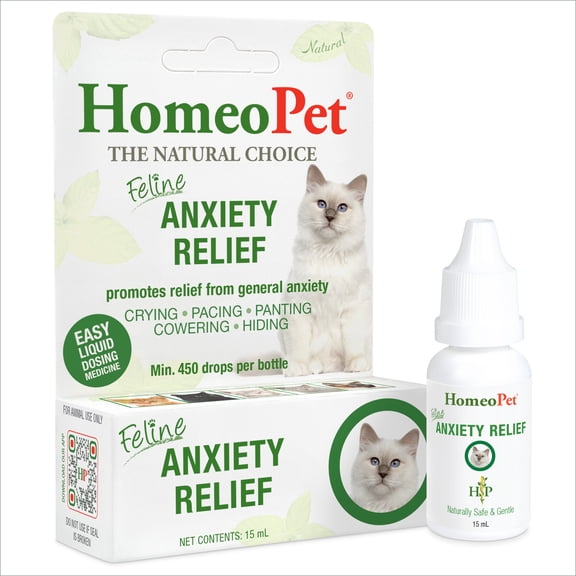 HomeoPet Feline ANXIETY RELIEF Calming Support Drops for Cats, 15 mL