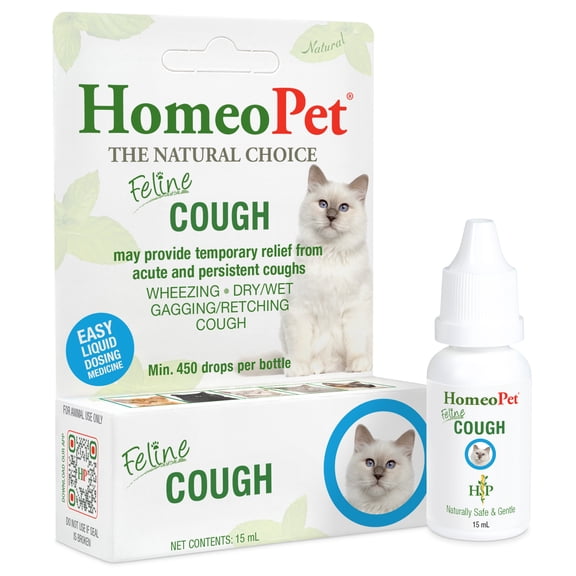 HomeoPet Feline COUGH Respiratory Health Support Drops for Pets, 15 mL