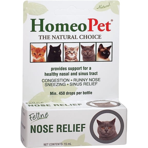 HomeoPet Feline NOSE RELIEF Nasal and Sinus Health Support Drops for Cats, 15 mL