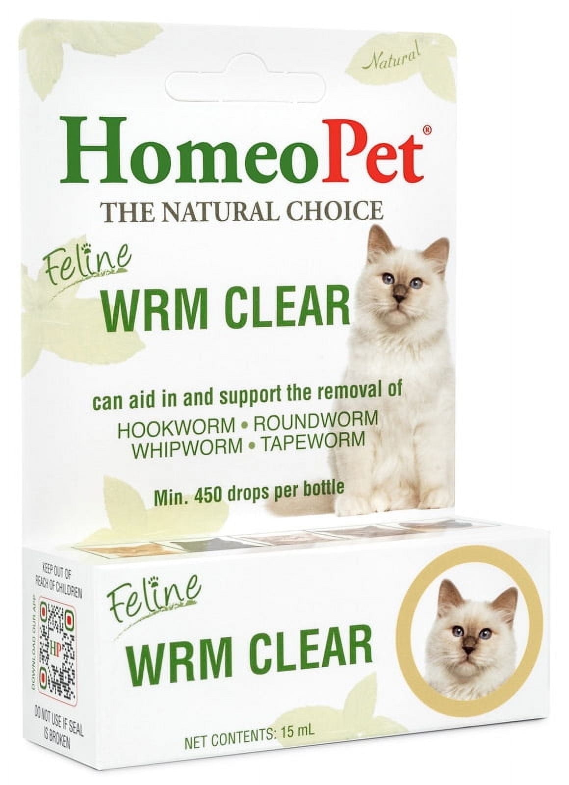 HomeoPet Feline WRM Clear Broad-Spectrum Feline Parasite Treatment Solution, 15-Milliliter Bottle