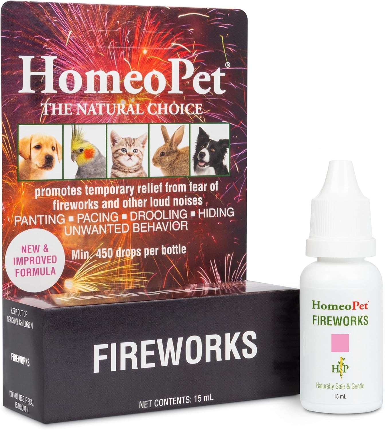 HomeoPet Fireworks Calming Natural Pet Relaxant Solution for Pets, 15-Milliliter Bottle
