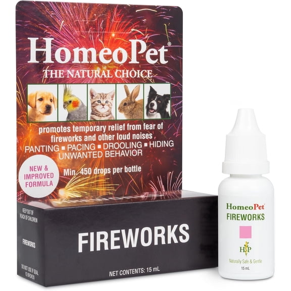 HomeoPet FIREWORKS Calming Support Drops for Pets, 15 mL