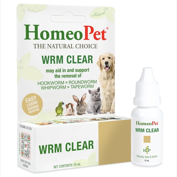 HomeoPet WRM CLEAR Worm Parasite Remedy Support Drops for Pets, 15 mL