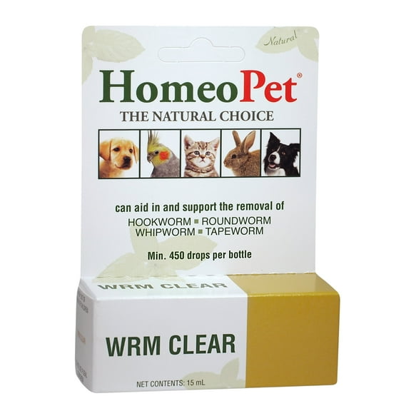 HomeoPet WRM Clear Broad-Spectrum Multispecies Parasite Treatment Solution, 15-Milliliter Bottle