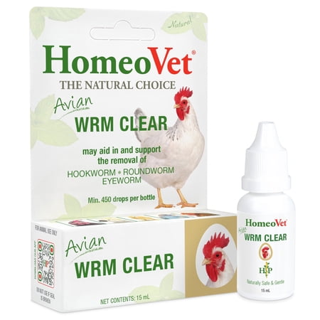 HomeoPet Avian WRM CLEAR Worm Parasite Remedy Support Drops for Birds & Chickens, 15 mL