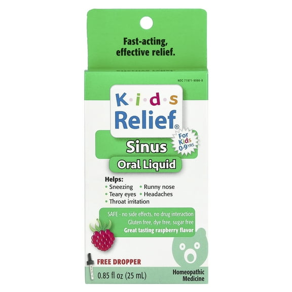 Homeolab USA Kids Relief, Sinus Oral Liquid, For Kids 0-9 Yrs, Raspberry , 0.85 fl oz (25 ml)