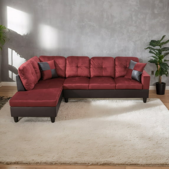 Homeora L Shaped Sectional Couches, Lounge Modular Sectional Sofa with Ottoman Storage, Modern Comfy L Shaped Couch for Living Room Furniture Sets, Bedroom,Red